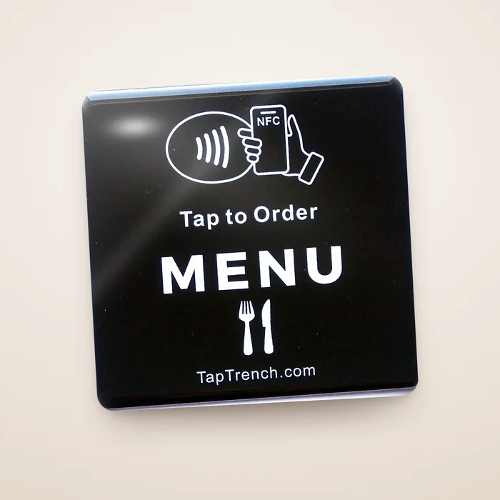 Square Tap-to-Order Menu Plate on a studio background